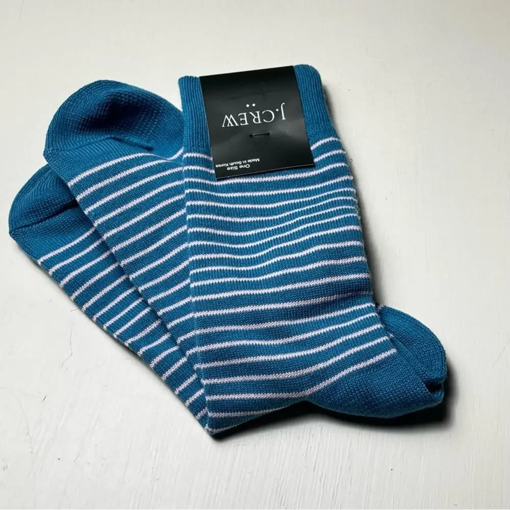J. Crew Casual Style Blue Striped Socks Sz OS NWT
